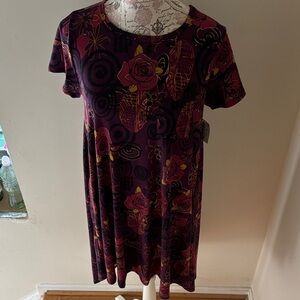 LuLaRoe Purple roses floral Carly dress nwt XS